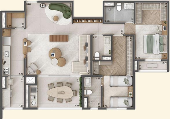 109 m² - 2 suítes com living ampliado - 2 vagas determinadas